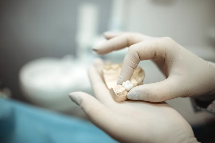 Close-up of natural-looking dental crown
